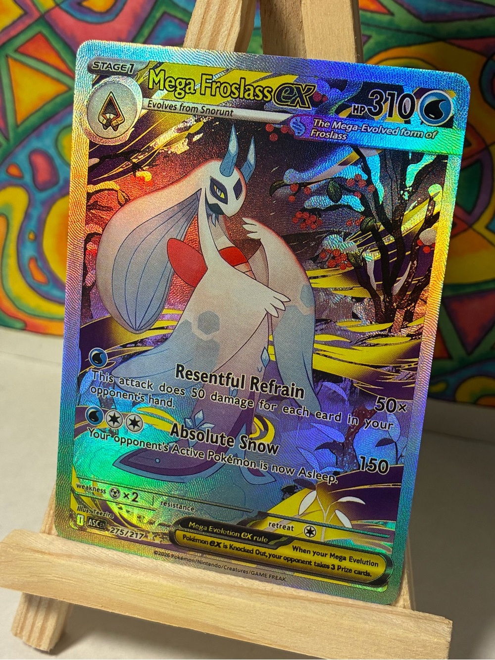 Mega Froslass EX FAN ART Pokemon Holo Texture Custom Card Collectible Gift Toy